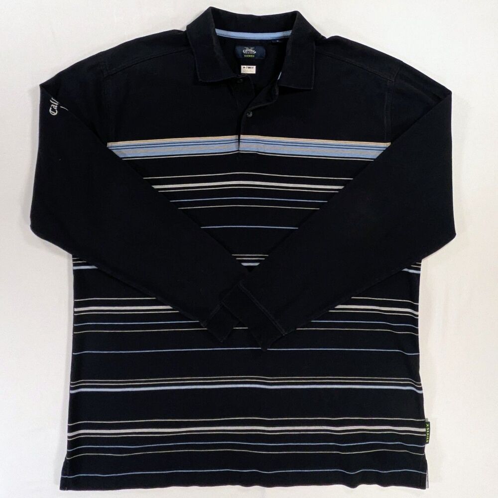 Callaway X Series Golf Polo Shirt Mens Large Long Sleeve Striped Performance XL